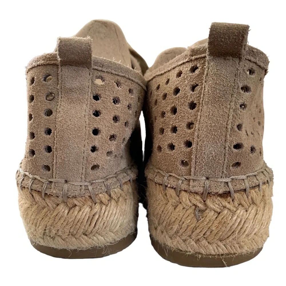 J Slides Riley Tan Espadrille Platform Suede Oxfords Sneakers Size 8.5